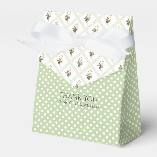 Floral Lattice and Polka Dots Favor Cadebox Bedankdoosjes (Voorkant Zijde)