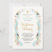 Floral Laurel doop uitnodiging (Voorkant)