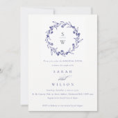 Floral Laurel Krans Navy Blue repetitie diner Kaart (Voorkant)