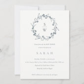 Floral Laurel Wreath Monogram Baby shower Invite Bedankkaart (Voorkant)