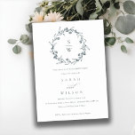 Floral Laurel Wreath Monogram Verloving Invite Bedankkaart<br><div class="desc">Als u nog meer aanpassingen nodig hebt,  kunt u mij op yellowfebstudio@gmail.com vrij klikken.</div>