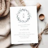 Floral Laurel Wreath Monogram Vrijgezellenfeest In Bedankkaart