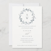 Floral Laurel Wreath Monogram Wedding Invite Bedankkaart (Voorkant)
