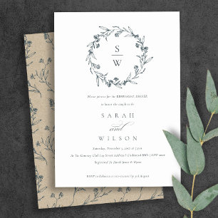 Floral Laurel Wreath Rehearsal Dinner Invite Bedankkaart