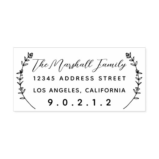 Floral Laurels Persoonlijk Adres Rubber Stamp Rubberstempel (Afrduk)