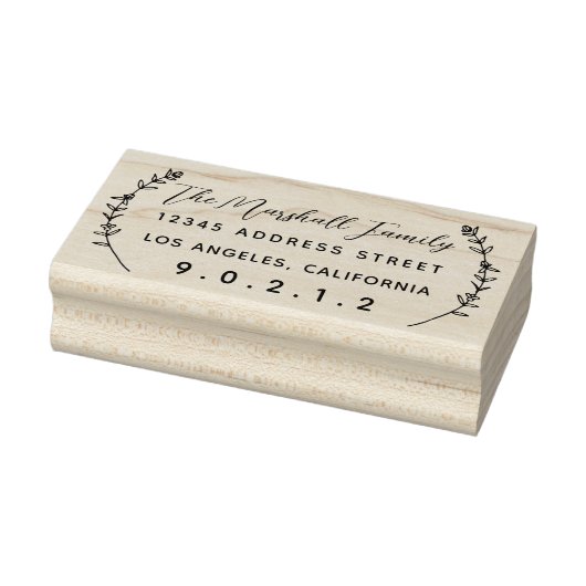 Floral Laurels Persoonlijk Adres Rubber Stamp Rubberstempel (Stempel)