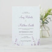 Floral Lavander Wedding Kaart (Staand voorkant)