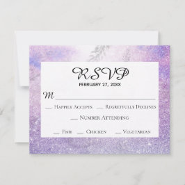 *~* Floral Lavendel Blauw Glitter Elegante bruilof RSVP Kaartje