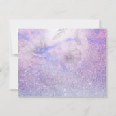 *~* Floral Lavendel Blauw Glitter Elegante bruilof RSVP Kaartje (Achterkant)