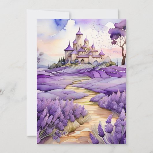 Floral Lavendel bruiloft Kaart (Achterkant)