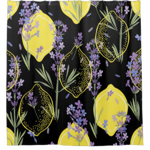 Floral Lavendel Citroenen Illustratie Douchegordijn