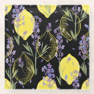 Floral Lavendel Citroenen  Illustratie Glazen Onderzetter
