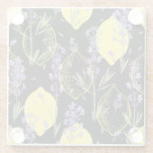 Floral Lavendel Citroenen  Illustratie Glazen Onderzetter (Achterkant)
