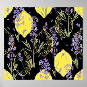 Floral Lavendel Citroenen  Illustratie Poster