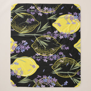 Floral Lavendel Citroenen  Illustratie Sherpa Deken
