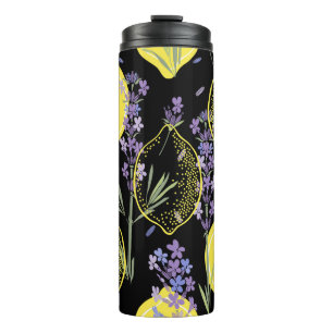 Floral Lavendel Citroenen Illustratie Thermosbeker