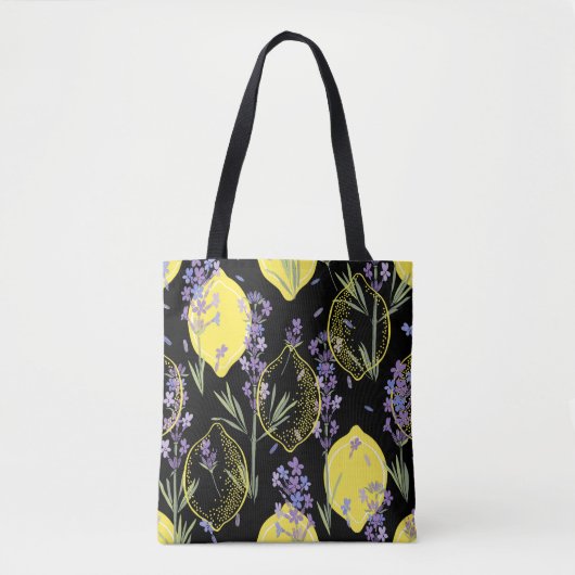 Floral Lavendel Citroenen  Illustratie Tote Bag (Voorkant)