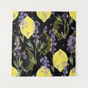 Floral Lavendel Citroenen  Illustratie Wandkleed
