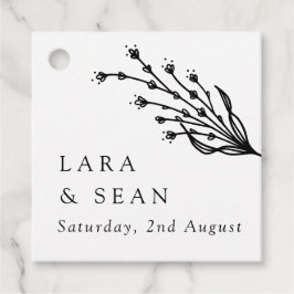 Floral Lavendel Modern Minimalist Zwart-wit Bedankjes Labels