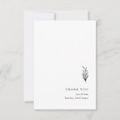 Floral Lavendel Modern Minimalist Zwart-wit Bedankkaart (Voorkant)