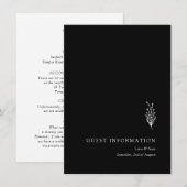 Floral Lavendel Modern Minimalist Zwart-wit Informatiekaartje (Voorkant / Achterkant)