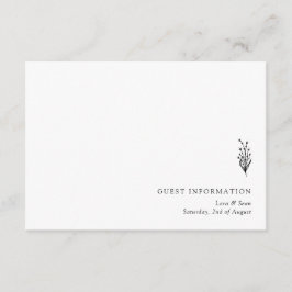 Floral Lavendel Modern Minimalist Zwart-wit Informatiekaartje