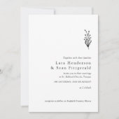 Floral Lavendel Modern Minimalist Zwart-wit Kaart (Voorkant)