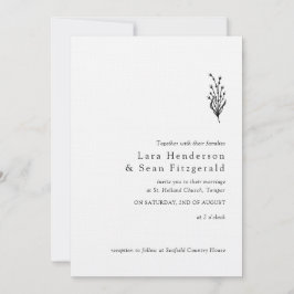 Floral Lavendel Modern Minimalist Zwart-wit Kaart