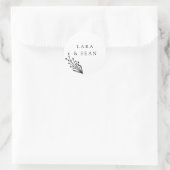 Floral Lavendel Modern Minimalist Zwart-wit Ronde Sticker (Tas)