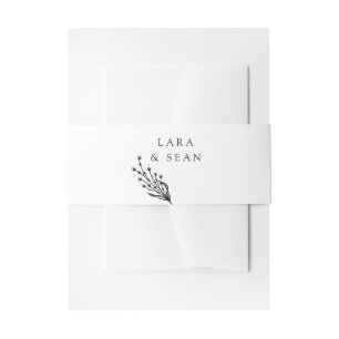 Floral Lavendel Modern Minimalist Zwart-wit Uitnodigingen Wikkel