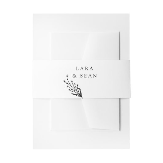 Floral Lavendel Modern Minimalist Zwart-wit Uitnodigingen Wikkel (Voorkant Voorbeeld)