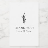 Floral Lavendel Modern Minimalist Zwart-wit Voedselcontainer Etiket (Enkel label)