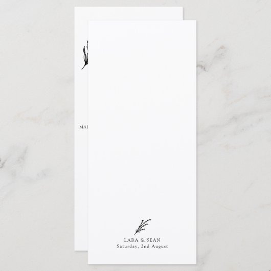 Floral Lavendel Modern Minimalistisch Wit en Zwart Menu (Voorkant / Achterkant)