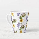 Floral Lavender and Sunflower Pattern Latte Mok (Linkerhoek)