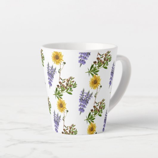 Floral Lavender and Sunflower Pattern Latte Mok (Rechterhoek)
