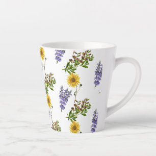 Floral Lavender and Sunflower Pattern Latte Mok