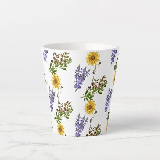 Floral Lavender and Sunflower Pattern Latte Mok (Voorkant)