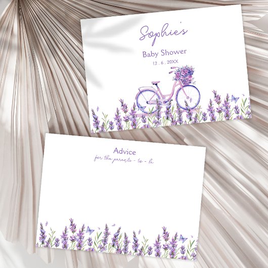 Floral Lavender Bicycle Baby shower Advies Kaart