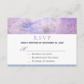~ Floral Lavender Blue Glitter Elegant RSVP Informatiekaartje (Voorkant)