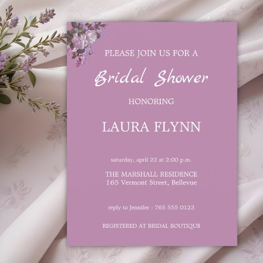 Floral Lavender, Bridal Shower Invitation Briefkaart