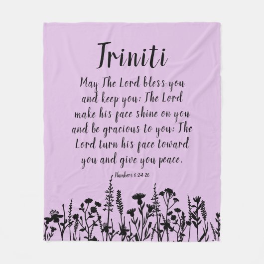 Floral Lavender Custom Baby Name Blessing Prayer Fleece Deken (Voorkant)