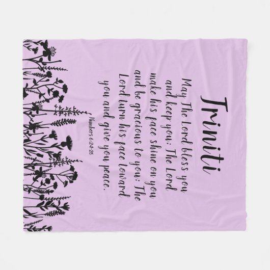 Floral Lavender Custom Baby Name Blessing Prayer Fleece Deken (Voorkant (Horizontaal))