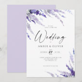 Floral Lavender Elegant Dusty Paarse Lila bruiloft Kaart (Voorkant / Achterkant)