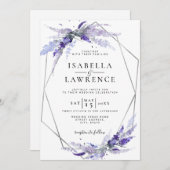 Floral Lavender Flowers Paars Silver Wedding Kaart (Voorkant / Achterkant)