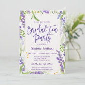 Floral Lavender & Gold Vrijgezellenfeest Tea Kaart (Staand voorkant)