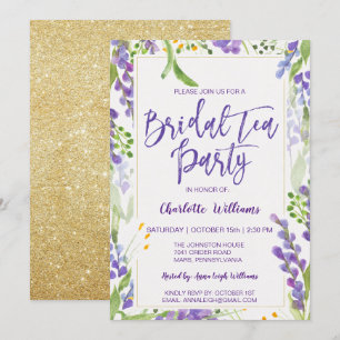 Floral Lavender & Gold Vrijgezellenfeest Tea Kaart