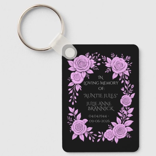 FLORAL LAVENDER. IN LOVING MEMORY KEEPSAKE,  SLEUTELHANGER (Voorkant)