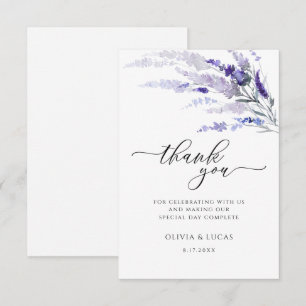 Floral Lavender Lila Botanical Wildflower Wedding Bedankkaart