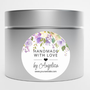 Floral Lavender Lila Small Business Handmade Love Ronde Sticker