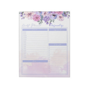  Floral Lavender Paarse Daily Planner om te doen Notitieblok